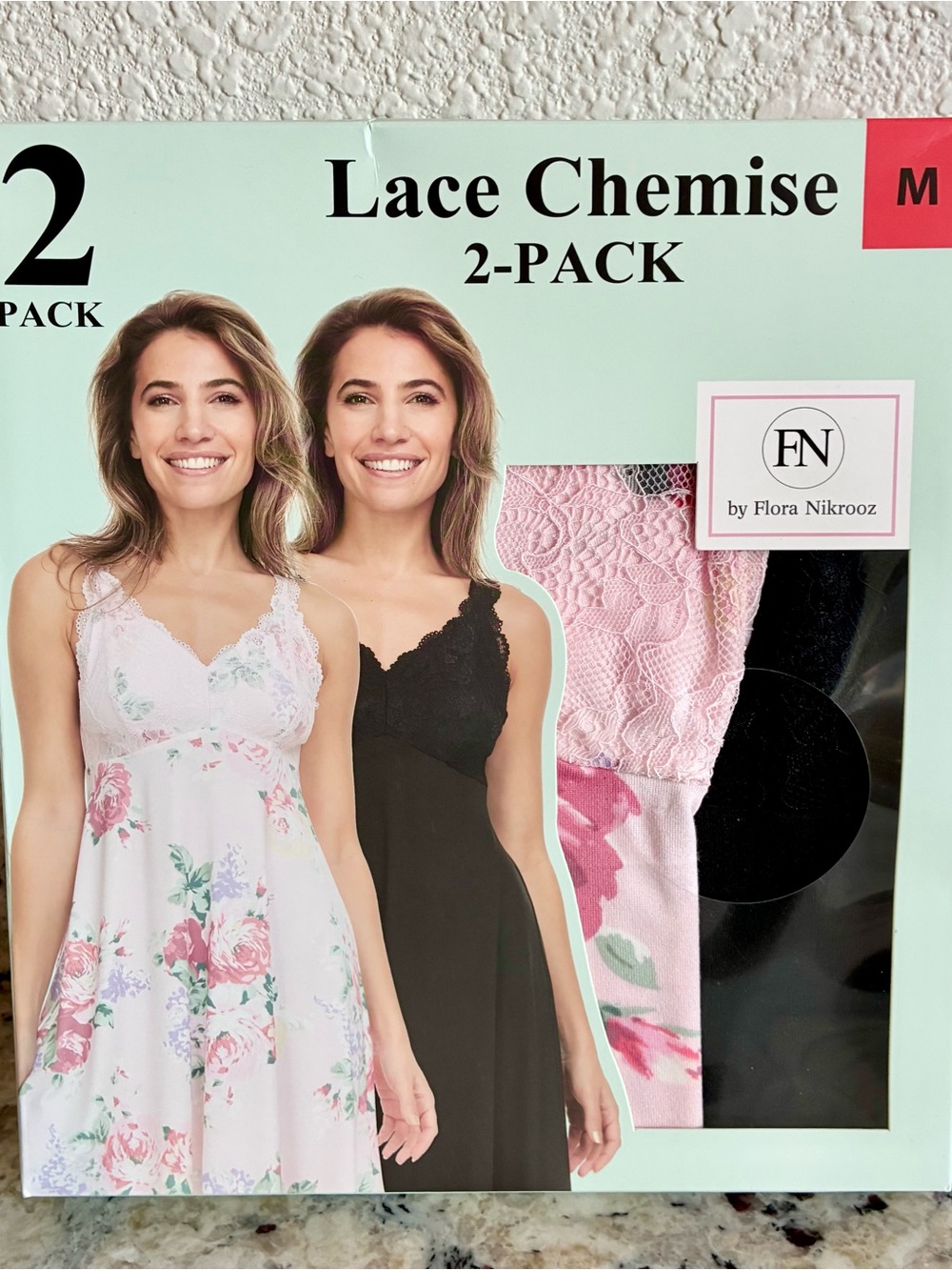 Women's Chemise 2-Pack Multi-Color Lace Sleepwear MEDIUM Flora Nikrooz NEW